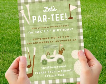 EDITABLE Golf Themed Birthday Party Invitation/ Time to Par-Tee
