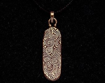 Heavy, Solid Bronze Newgrange Entrance Stone Pendant Necklace