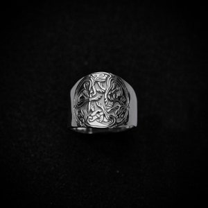 Solid Silver Irish Wolfhound ‘Chase of the Hounds’ Book of Kells Ring