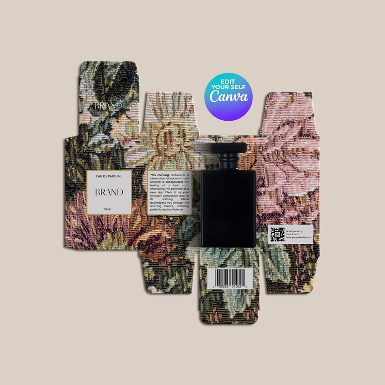 Editable Packaging Template Perfume Box Canva Printable for Small