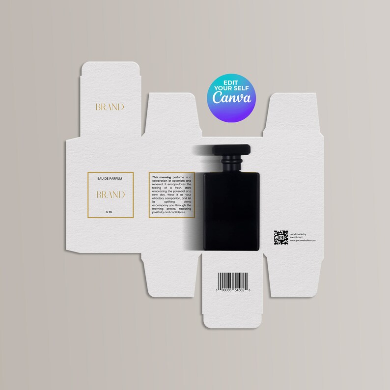 Editable Packaging Template Perfume Box Canva Printable for Small