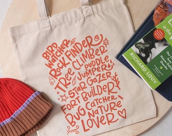 Tote bag nature lover for momma library bag for kids nature finds bag for homeschool girls whimsical tote for boys forest school bag camping