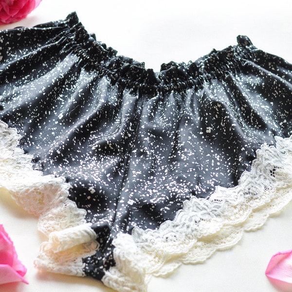 French Shorts with couture lace technique, Romantic style knickers