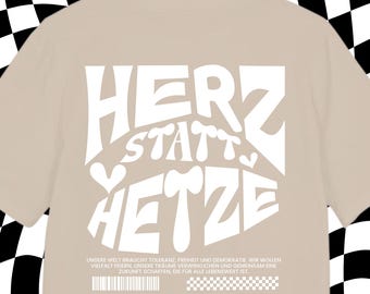 Tシャツ「憎しみの代わりに心を」 | Tシャツのメッセージ | Tシャツのプリント | AfD反対 | Nzs反対 | AfD反対 | 人種差別反対Tシャツ