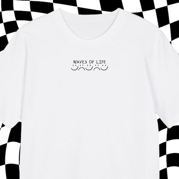 T-shirt « Vagues de la vie » | T-shirt à motif smiley pour les hauts et les bas | T-shirt pleine conscience | T-shirt unisexe à message | T-shirt santé mentale