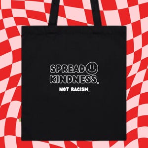 Jute bag &quot;Spread Kindness. Not Racism.&quot; | Fabric bag | Jute bag with saying | Jute bag | Organic cotton | Anti AfD | Fck Nzs | Fck AfD