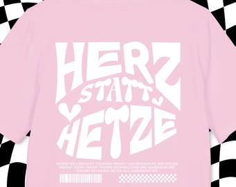 Tシャツ「憎しみの代わりに心を」 | Tシャツのメッセージ | Tシャツのプリント | AfD反対 | Nzs反対 | AfD反対 | 人種差別反対Tシャツ