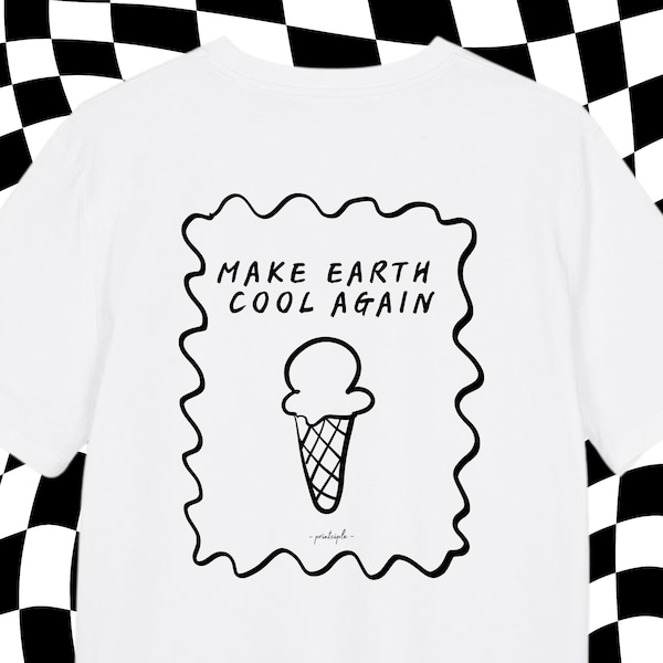 T-shirt avec inscription | T-shirt « Refroidir la Terre » | T-shirt imprimé | Terre | T-shirt « Sauver la Terre » | Planète | Protection du climat