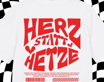 T-Shirt "Heart instead of hate" | T Shirt saying | T Shirt print | Anti Afd | Fck Nzs | Fck Afd | T-Shirt Oversize