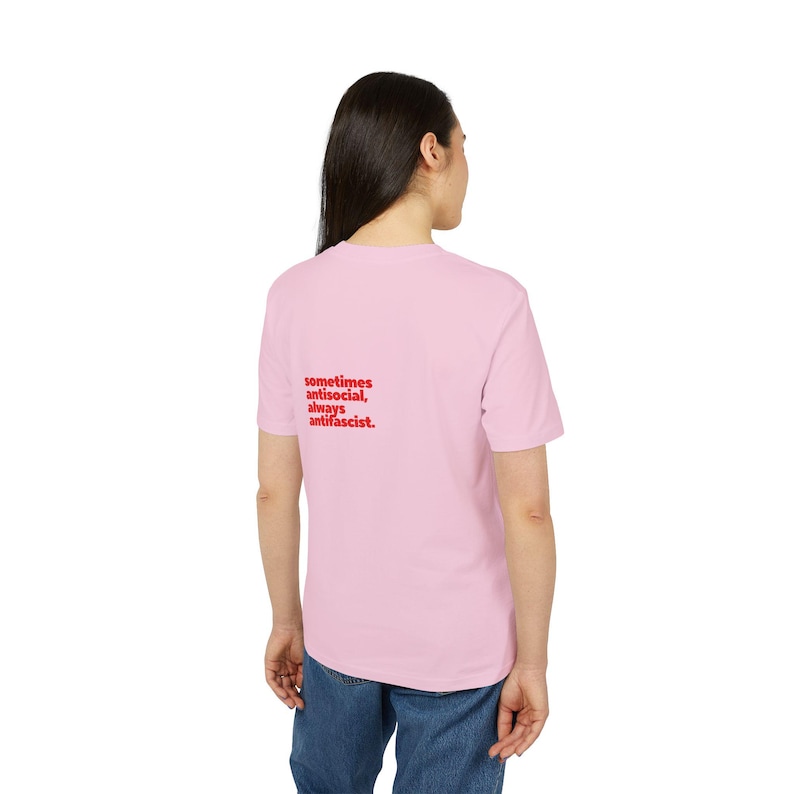 T shirt saying | Fck Afd | T-shirt "Sometimes Antisocial, always Antifascist!" | T Shirt Print | T-shirt unisex | Anti Afd | Fck Nzs image 4