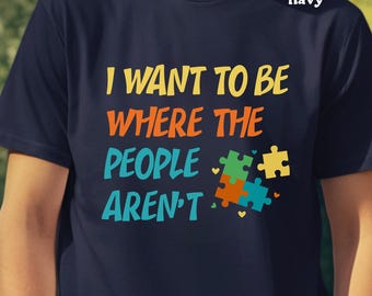 Autismus Bewusstsein Shirt Introvert Humor Lustiger Text sarkastisch Sprichwort Antisozial Zitat Puzzleteil Autismus Grafik Sensorisches freundliches Baumwoll T-Shirt