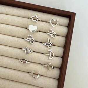 Silver Ring Set: Boho Stackable Rings, UK Seller