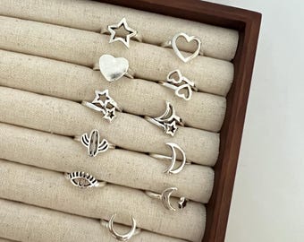 Juego de anillos de plata: anillos apilables bohemios, vendedor del Reino Unido