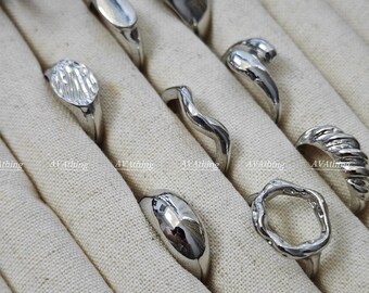 UK seller! ,9pcs chunky silver set rings, gold Ring set ,gift for her Gold Midi Ring Set, cute thin ring set, stackable rings, bohemian, pin