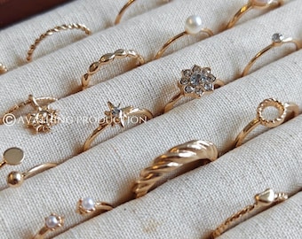 UK seller! 23pcs thin gold set rings, gold Ring set ,gift for her Gold Midi Ring Set, cute chic thin ring set, stackable rings, bohemian