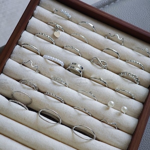 28 st fina silverringar, silverringset, present till henne Guld Midi-ringset, tunt ringset, stapelbara ringar, boho, pärla, under 15