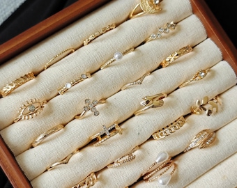 UK seller! 23pcs pearl gold set rings, gold Ring set ,gift for her Gold Midi Ring Set, cute thin ring set, stackable rings, bohemian