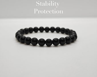 Black Chalcedony Bracelet: Handmade Calming Stone, UK Seller