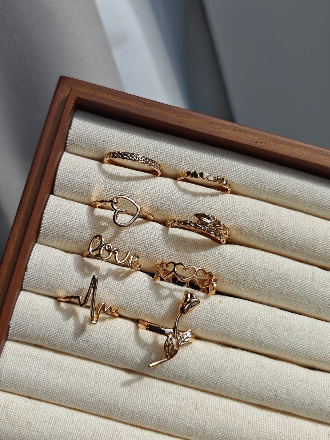 UK Seller! 8pcs Colourful Gold Set Rings, Gold Ring Set, Gift for Her ...