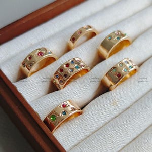 UK seller! 6pcs colorful gem gold set rings, gold Ring set ,gift for her Gold Midi Ring Set, Gold Knuckle Rings Set, stackable rings