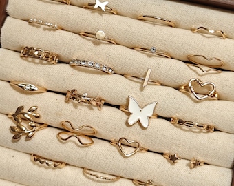 Verkäufer aus England! 23 Stück Zirkon Gold Ring Set Ringe, Gold Ring Set, Schmetterling Ring Gold Midi Ring Set, Boho Ring Set, stapelbare Ringe, Stapelring
