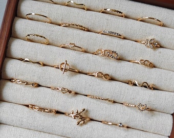 UK seller! 23pcs pearl gold set rings, gold Ring set ,gift for her Gold Midi Ring Set, cute thin ring set, stackable rings, bohemian thin