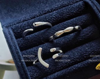 Simple and chic adjustable S925 Silver Open Ring,retro Look, Affordable Price, Easy to Match with Any Style,perfect for layering, ring set