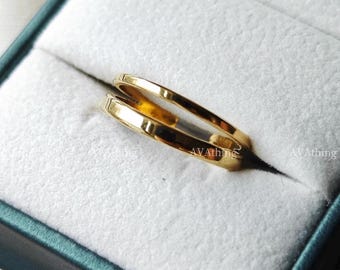 Minimalist 18k Gold Plated Stainless Steel Band Ring: Chic Waterproof Jewelry