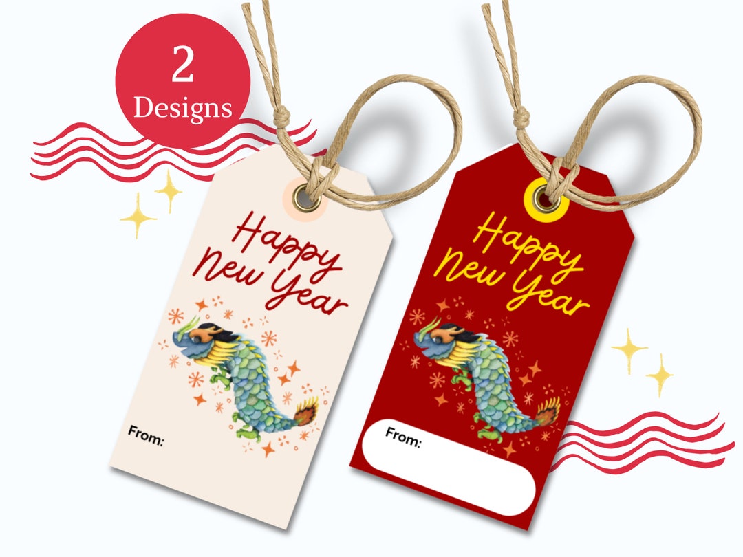 Lunar New Year Gift Tags 2024 Happy Lunar New Year Year of the Dragon