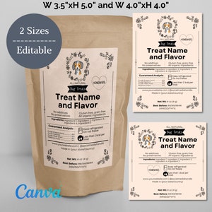 Editable Labels for Dog Treats, Cat Treats, Pet Treats, Dog Treat Bag Packaging, Dog Cookie Bags, Custom Product Label Templates, Download