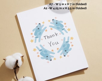 Printable Dog Thank You Card, Pet Sitter Dog Walker Dog Trainer Vet Veterinarian Care Taker,  A7 A2 US Letter A4, Folded, Digital Download
