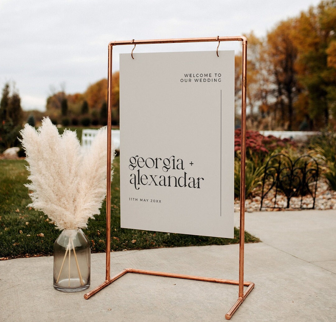 Modern Wedding Welcome Sign Template for Reception Sign Simple Elegant ...