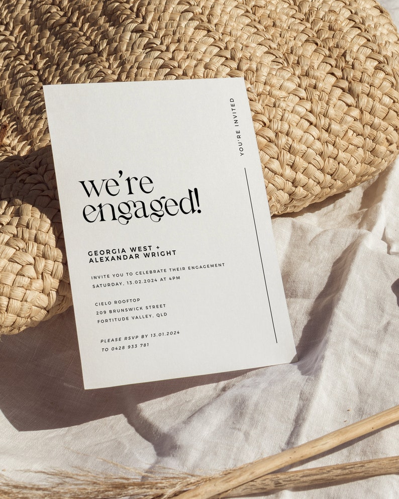 Modern Minimalist Engagement Party Invitation