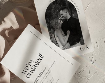 Modern Minimalist Engagement Party Invitation Sleek Design Digital Template For Engagement Reversible Photo Stationery Clean Chic GEORGIA