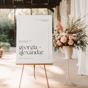 Verlobungsfeier Willkommensschild Minimal Design DIY Vorlage Verlobung Eingangsbereich Verlobungsfeier Dekor Modern Bride To Be GEORGIA