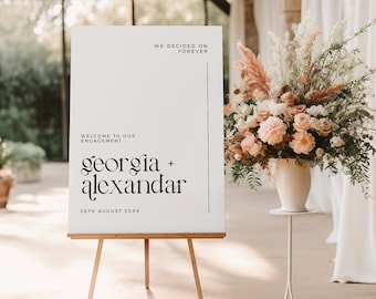 Engagement Party Welcome Sign Minimal Design DIY Template Engagement Entrance Board Engagement Party Decor Modern Bride To Be GEORGIA