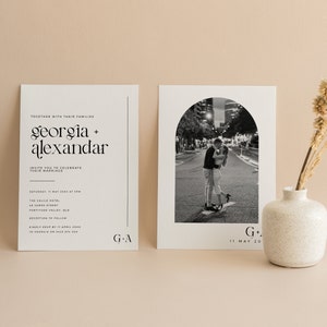 Minimal Wedding Invitation With Photo Invitation Printable Wedding Invite Modern Template Wedding Invitation Monochromatic Style GEORGIA
