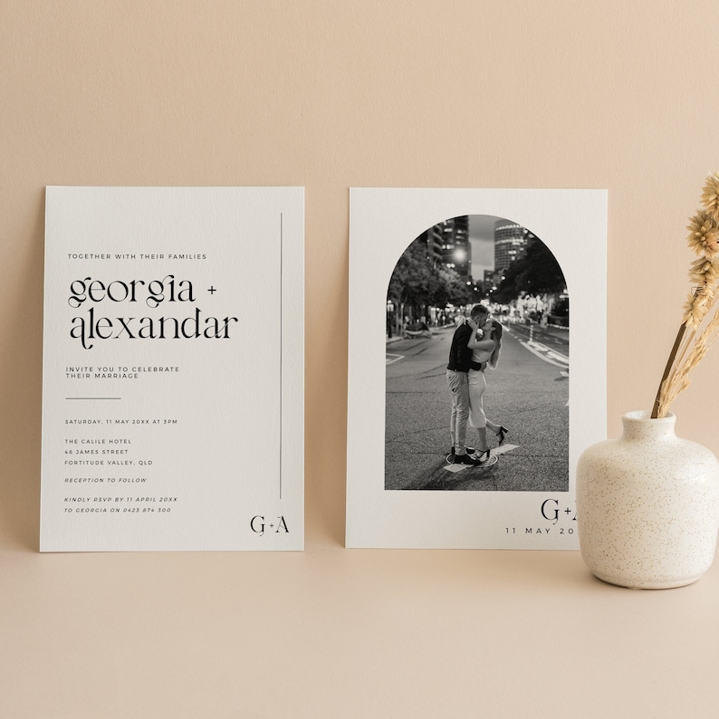 Minimal Wedding Invitation With Photo Invitation Printable