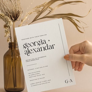 Printable Wedding Invite Modern Template Wedding Invitation Monochromatic Style