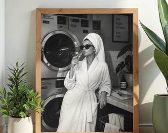 Funny Laundry Room Wall Art Poster, Laundry Queen Print, Chic Laundry Decor, Black and White Laundry Art, Laundry Room Gift