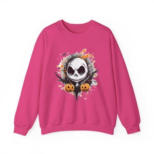 Sudadera de Halloween, Top de Jack Skellington y Calabazas, Cuello Redondo Escalofriante, Suéter de Pesadilla Antes de Navidad, Suéter con Estampado del Rey Calabaza imagen 8