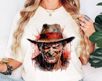 Camiseta Freddy Krueger Comfort Colors, Camiseta Pesadilla en Elm Street, Camiseta de Halloween de película de terror, Camiseta gráfica de temporada espeluznante de Slasher, Regalo de Elm St
