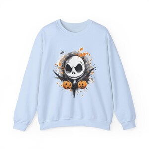 Sudadera de Halloween, Top de Jack Skellington y Calabazas, Cuello Redondo Escalofriante, Suéter de Pesadilla Antes de Navidad, Suéter con Estampado del Rey Calabaza imagen 6