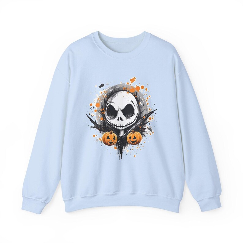 Sudadera de Halloween, Top de Jack Skellington y Calabazas, Cuello Redondo Escalofriante, Suéter de Pesadilla Antes de Navidad, Suéter con Estampado del Rey Calabaza imagen 6