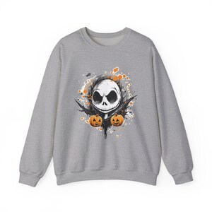 Sudadera de Halloween, Top de Jack Skellington y Calabazas, Cuello Redondo Escalofriante, Suéter de Pesadilla Antes de Navidad, Suéter con Estampado del Rey Calabaza imagen 4
