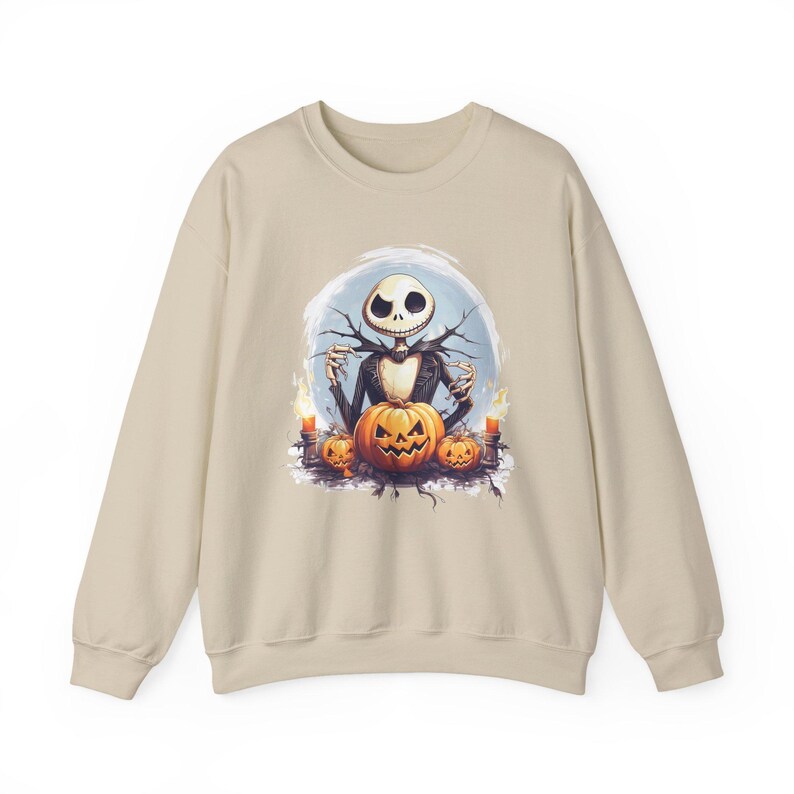Jack Skellington Sweatshirt, Nightmare Before Christmas Pullover, Pumpkin Halloween Crewneck, Spooky Season Top, Disney Halloween Gift image 4