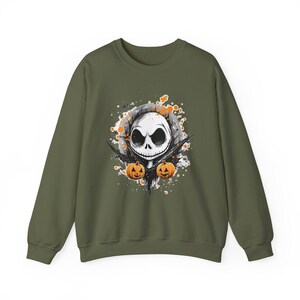 Sudadera de Halloween, Top de Jack Skellington y Calabazas, Cuello Redondo Escalofriante, Suéter de Pesadilla Antes de Navidad, Suéter con Estampado del Rey Calabaza imagen 5
