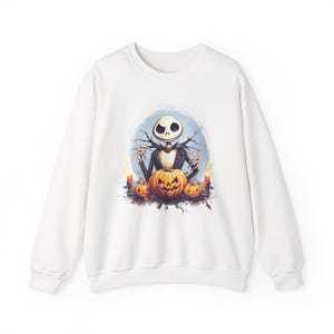 Jack Skellington Sweatshirt, Nightmare Before Christmas Pullover, Pumpkin Halloween Crewneck, Spooky Season Top, Disney Halloween Gift image 3