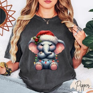 Funny Mad Elephant Christmas T-shirt, Animal With Santa Hat Shirt, Comfort Colors Shirt, X-mas Winter Shirt, Cute New Year Tee