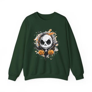 Sudadera de Halloween, Top de Jack Skellington y Calabazas, Cuello Redondo Escalofriante, Suéter de Pesadilla Antes de Navidad, Suéter con Estampado del Rey Calabaza imagen 9